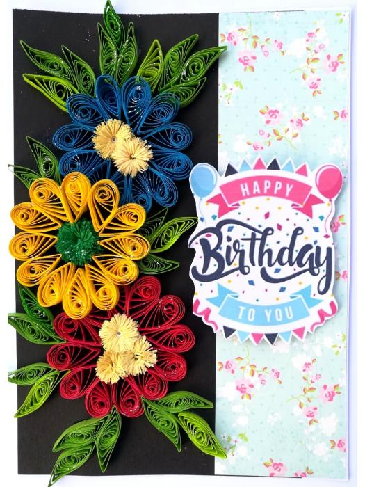 Sparkling Multicolor Quilled Birthday Card