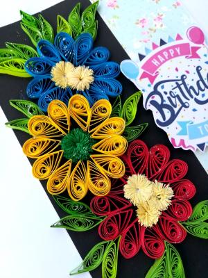Sparkling Multicolor Quilled Birthday Card Sparkling Multicolor Quilled Birthday Card