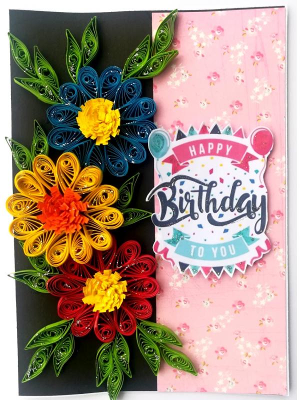 Sparkling Multicolored Quilling Birthday Card image