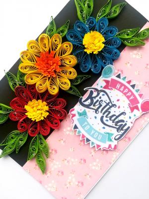 Sparkling Multicolored Quilling Birthday Card Sparkling Multicolored Quilling Birthday Card