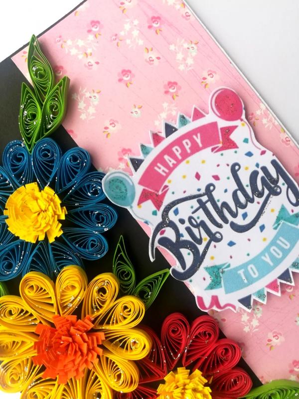 Sparkling Multicolored Quilling Birthday Card