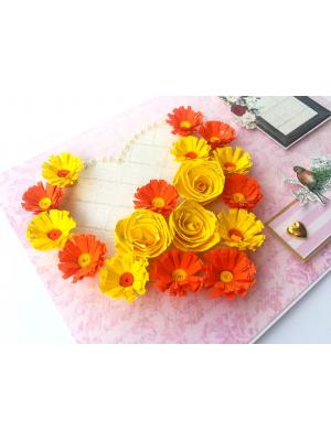 Sparkling Yellow Quilled Heart Flowers Greeting Card Sparkling Yellow Quilled Heart Flowers Greeting Card