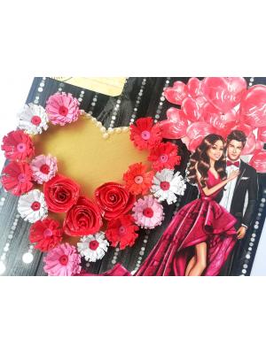 Red Love Quilled Hearts Flowers Greeting Card Red Love Quilled Hearts Flowers Greeting Card
