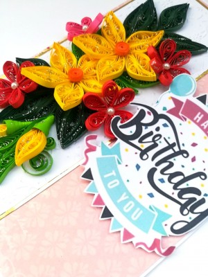 Yellow & Red Quilled Birthday Card Yellow & Red Quilled Birthday Card