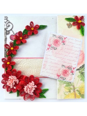 Red Quilled Mini Scrapbook Greeting Card Red Quilled Mini Scrapbook Greeting Card