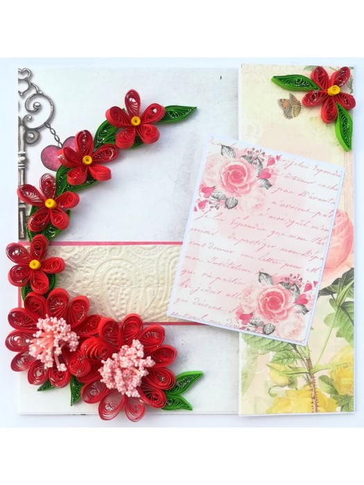 Red Quilled Mini Scrapbook Greeting Card