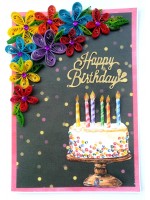 Quilled Multicolor Corner Birthday Greeting Card