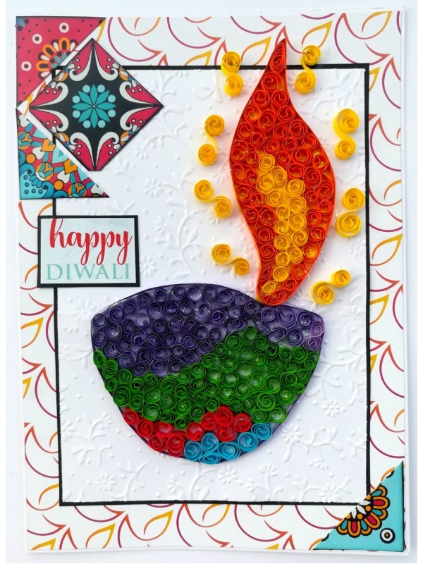 Sparkling Handmade Quilled Diwali Greeting Card D14 image