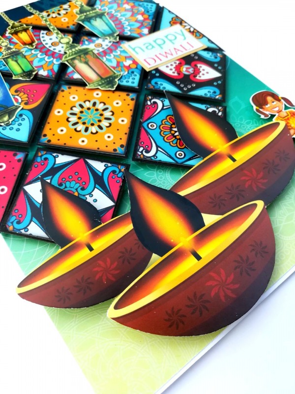 Sparkling Handmade Quilled Diwali Greeting Card D15 image