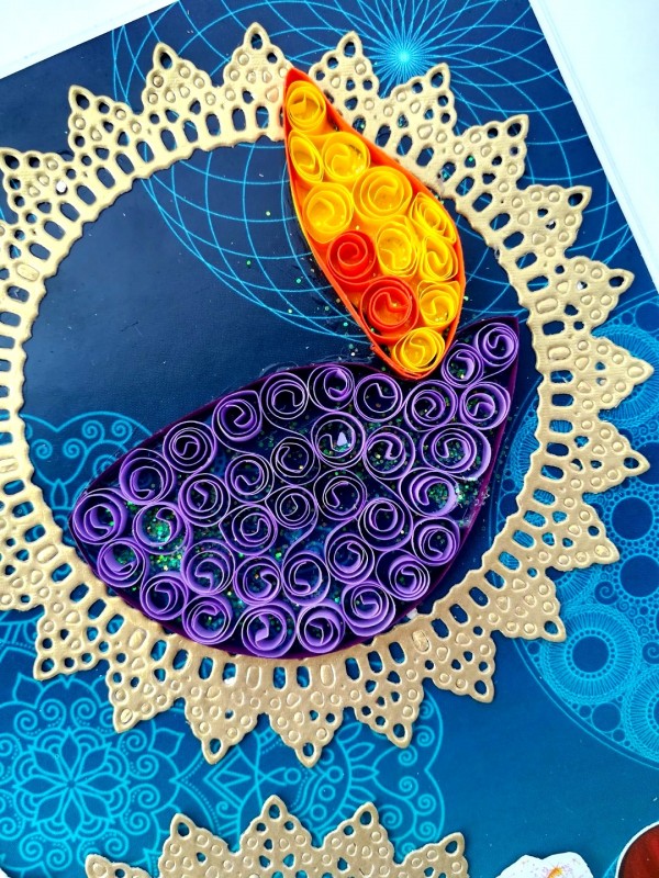 Sparkling Handmade Quilled Diwali Greeting Card D16