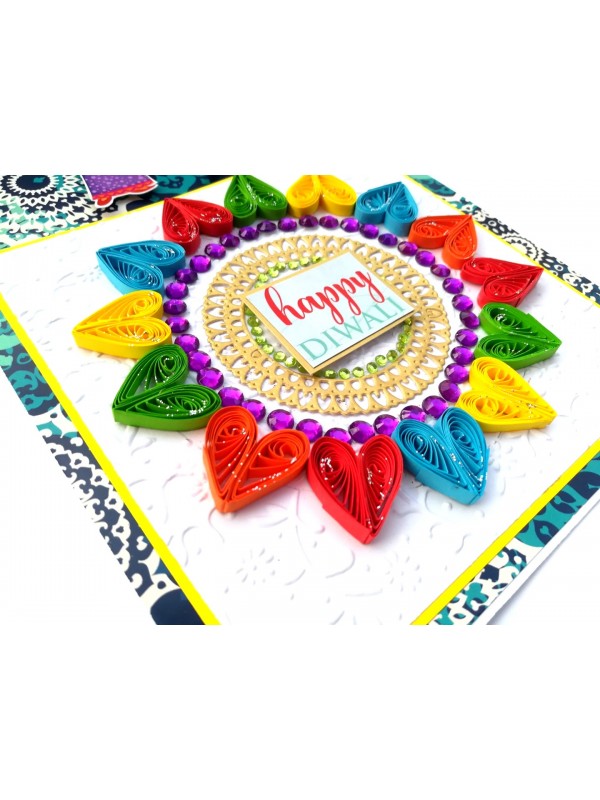 Sparkling Handmade Quilled Diwali Greeting Card D18