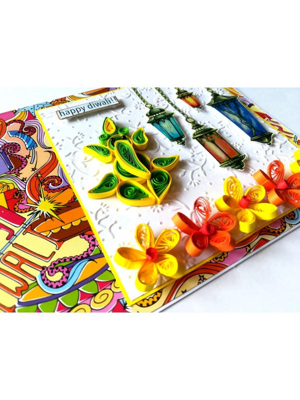 Sparkling Handmade Quilled Diwali Greeting Card D22 image