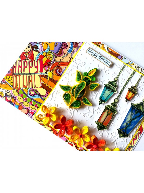Sparkling Handmade Quilled Diwali Greeting Card D22 image