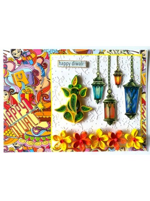 Sparkling Handmade Quilled Diwali Greeting Card D22 Sparkling Handmade Quilled Diwali Greeting Card D22
