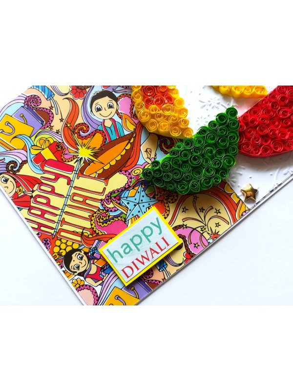 Sparkling Handmade Quilled Diwali Greeting Card D21 image