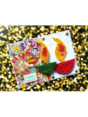 Sparkling Handmade Quilled Diwali Greeting Card D21 Sparkling Handmade Quilled Diwali Greeting Card D21