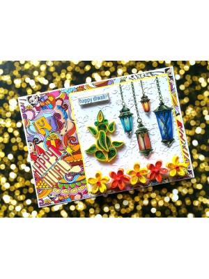 Sparkling Handmade Quilled Diwali Greeting Card D22 Sparkling Handmade Quilled Diwali Greeting Card D22