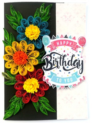 Sparkling Multicolored Quilled Flowers Birthday Card Sparkling Multicolored Quilled Flowers Birthday Card