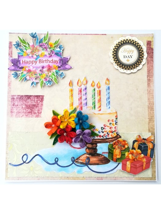 Quilled Sparkling Birthday Cake Greeting Card image