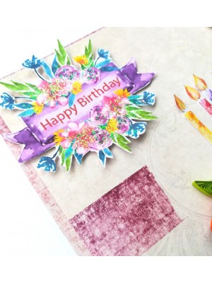 Quilled Sparkling Birthday Cake Greeting Card