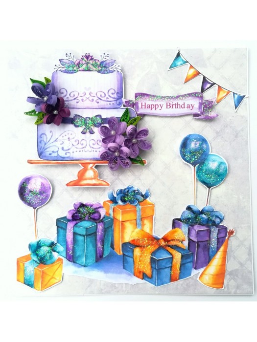 Blue & Purple Themed Sparkling Birthday Card