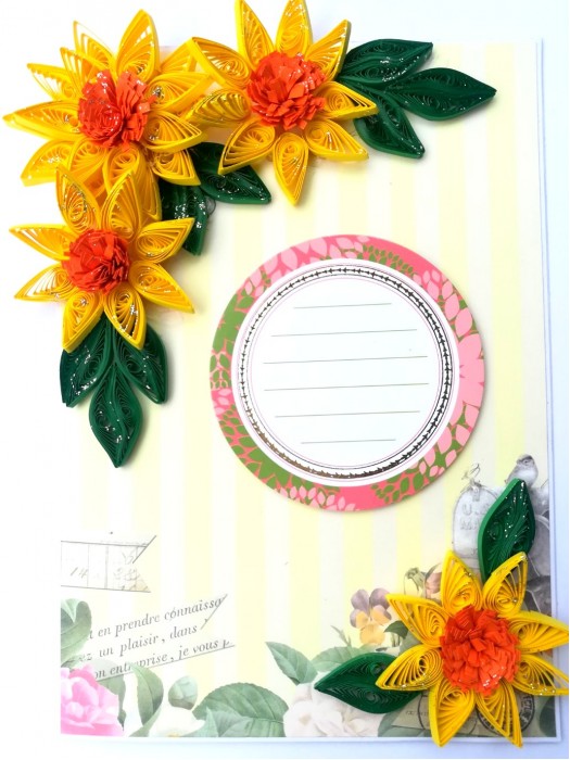 Exotic Sunshine Quilled Flowers Greeting Card image