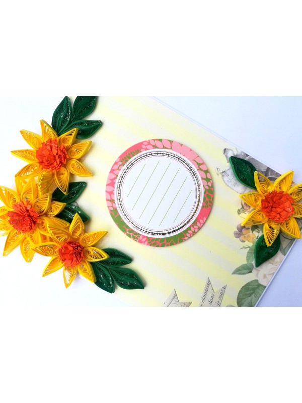 Exotic Sunshine Quilled Flowers Greeting Card