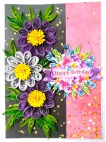 Sparkling Purple Themed Quilled Birthday Card