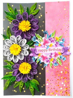 Sparkling Purple Themed Quilled Birthday Card Sparkling Purple Themed Quilled Birthday Card