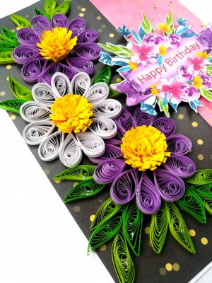 Sparkling Purple Themed Quilled Birthday Card Sparkling Purple Themed Quilled Birthday Card