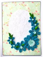 Quilled Blue Flowers Corner Greeting Card