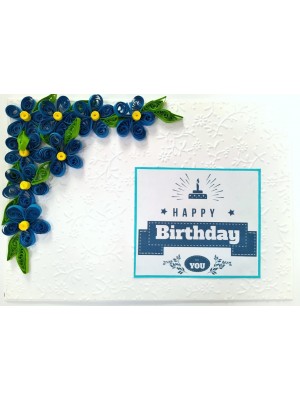 Blue Corner Quilled flowers Greeting card Blue Corner Quilled flowers Greeting card
