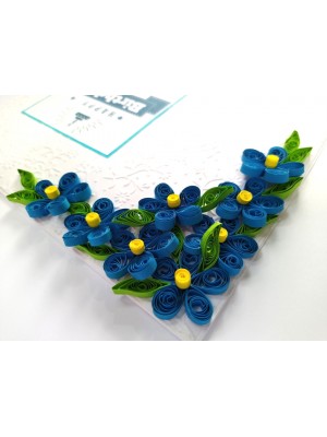 Blue Corner Quilled flowers Greeting card Blue Corner Quilled flowers Greeting card