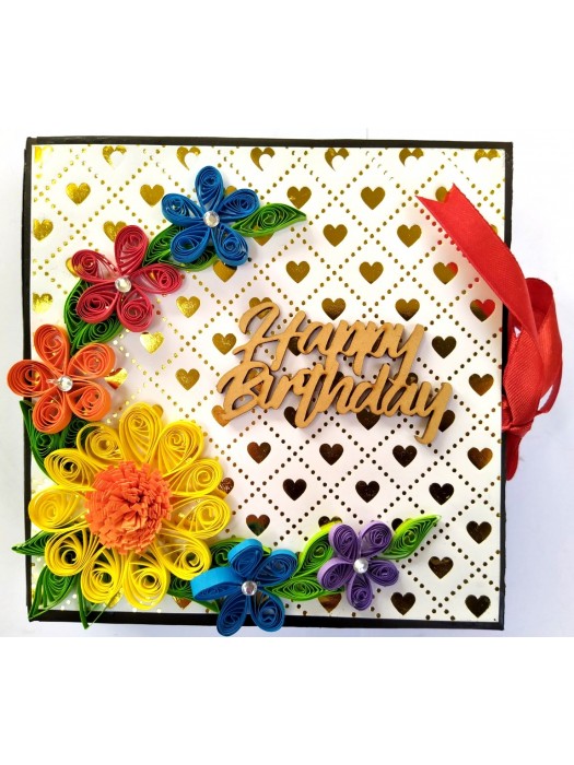 Multicolor Quilled Flowers Birthday Scrapbook