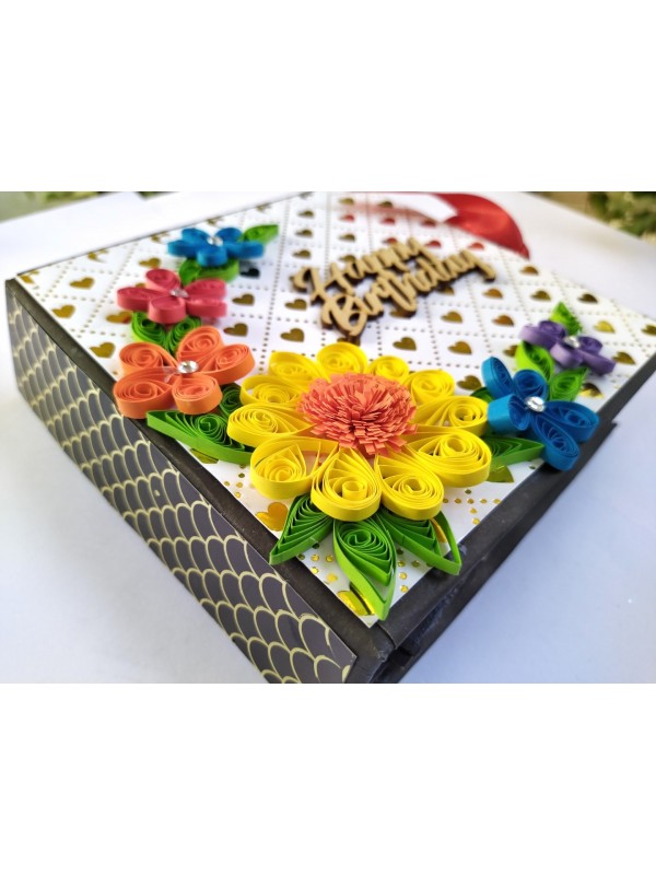 Multicolor Quilled Flowers Birthday Scrapbook