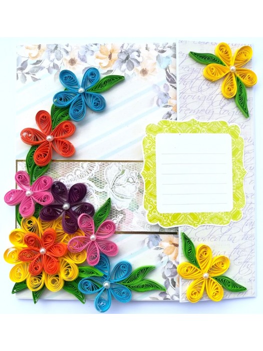 Multicolored Quilled Mini Scrapbook Greeting Card image