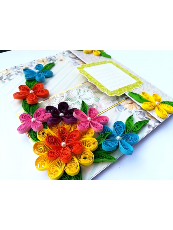 Multicolored Quilled Mini Scrapbook Greeting Card image