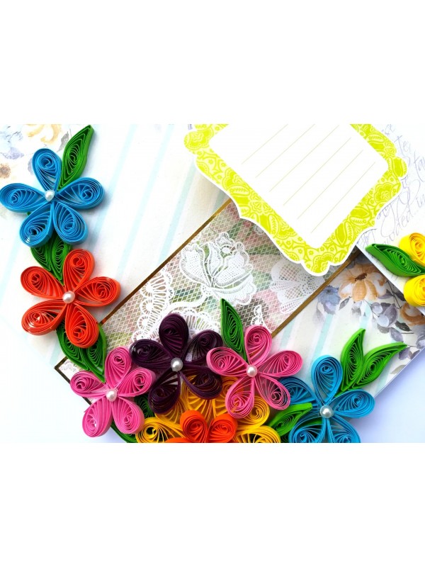 Multicolored Quilled Mini Scrapbook Greeting Card