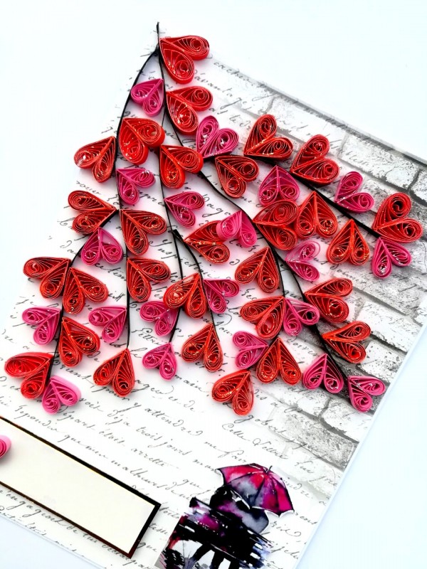 Love Tree Quilled Hearts Greeting Card 2