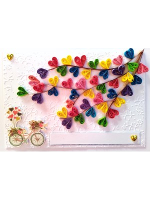 Quilled Colorful Hearts Tree Greeting Card Quilled Colorful Hearts Tree Greeting Card