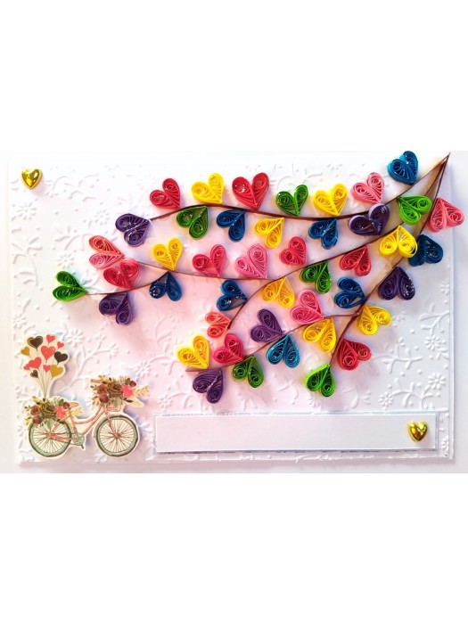 Quilled Colorful Hearts Tree Greeting Card image