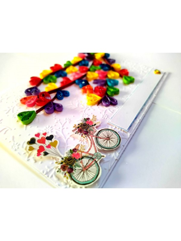 Quilled Colorful Hearts Tree Greeting Card