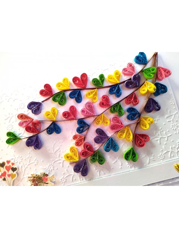 Quilled Colorful Hearts Tree Greeting Card image