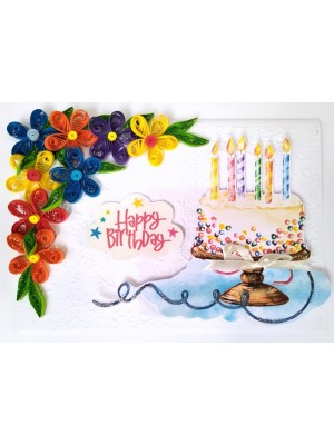 Multicolored Quilled Corner Birthday Card Multicolored Quilled Corner Birthday Card