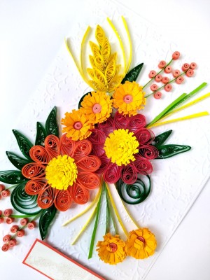 Sparkling Quilled Assorted Flowers Card