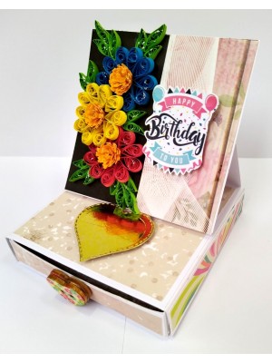 Mini Quilled Flowers Drawer Card - D2  Mini Quilled Flowers Drawer Card - D2