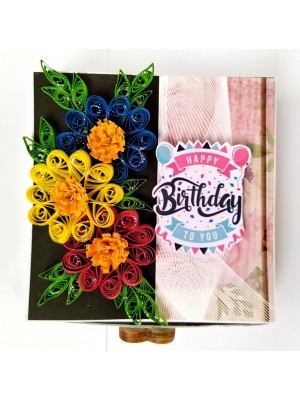 Mini Quilled Flowers Drawer Card - D2  Mini Quilled Flowers Drawer Card - D2