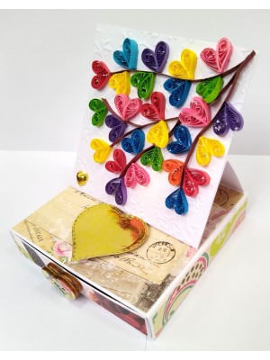Mini Quilled Hearts Drawer Card - DH1 Mini Quilled Hearts Drawer Card - DH1