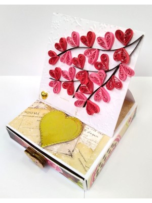 Mini Quilled Hearts Drawer Card - DH2 Mini Quilled Hearts Drawer Card - DH2