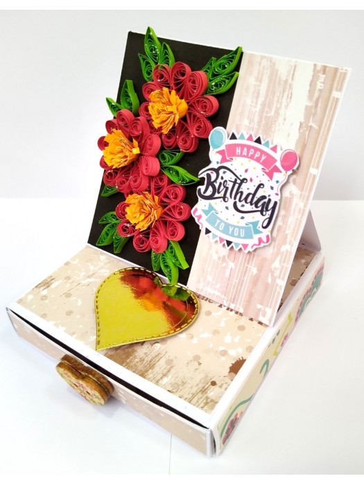 Mini Quilled Flowers Drawer Card - D1